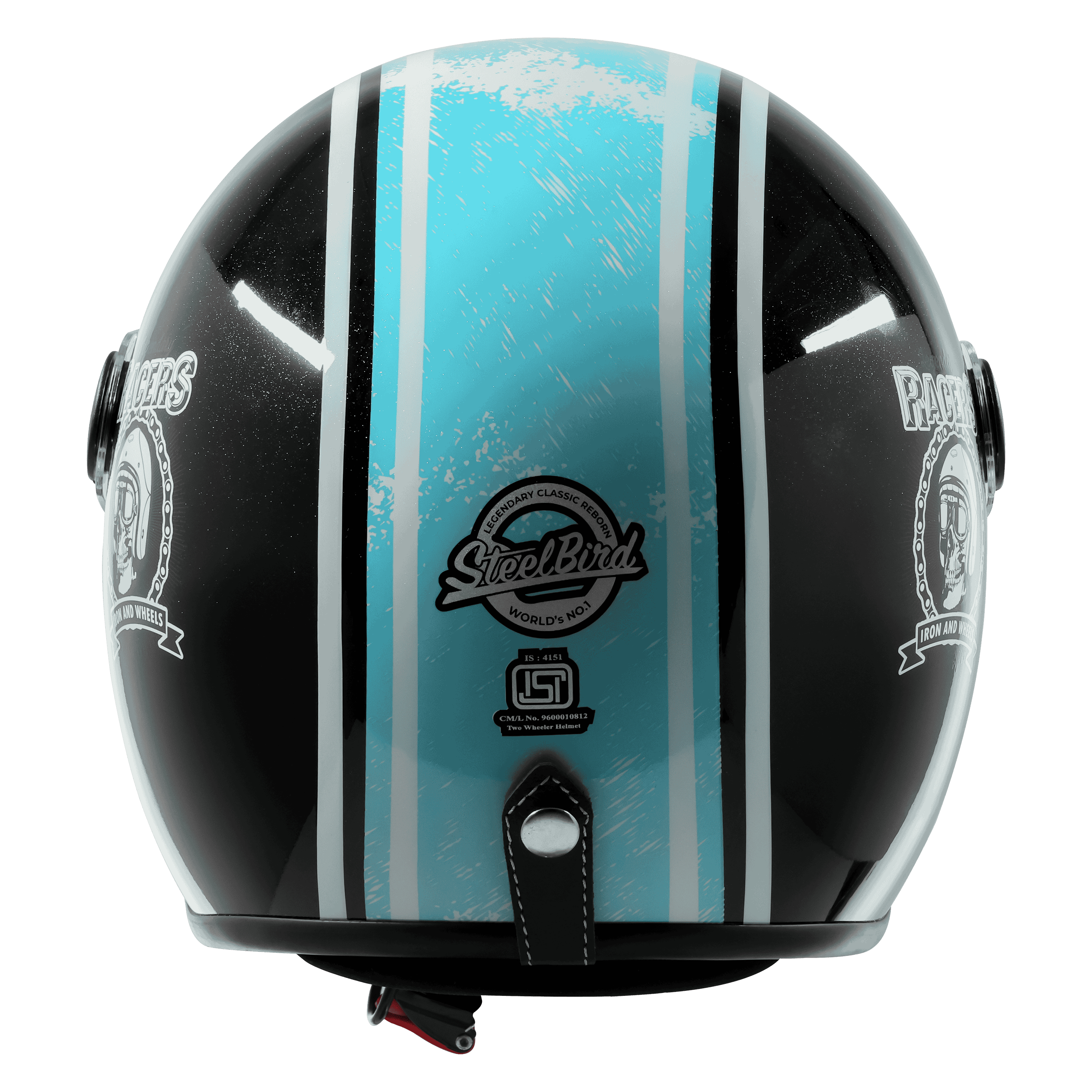 SBH-54 VINTAGE RACERS MAT BLACK WITH LIGHT BLUE